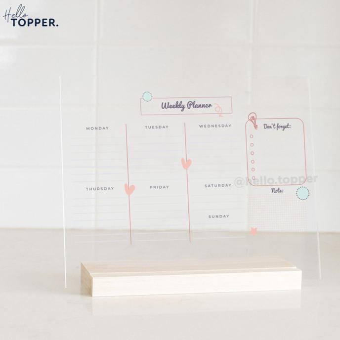 

ACRYLIC WEEKLY PLANNER DESK MEJA STANDING PLANNER CUTE