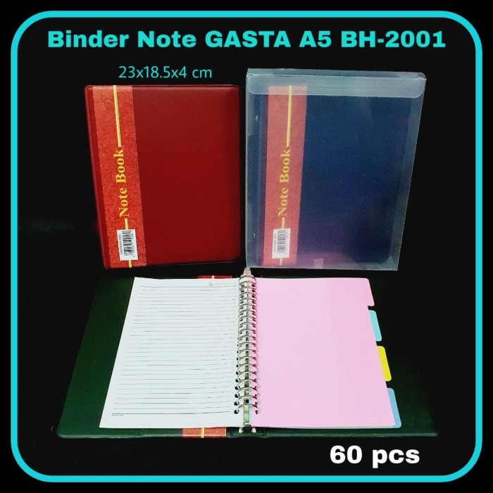 

BINDER NOTE A5 PVC KULIT LOOSE LEAF 20 RING BH-2001 NOTEBOOK DIARY