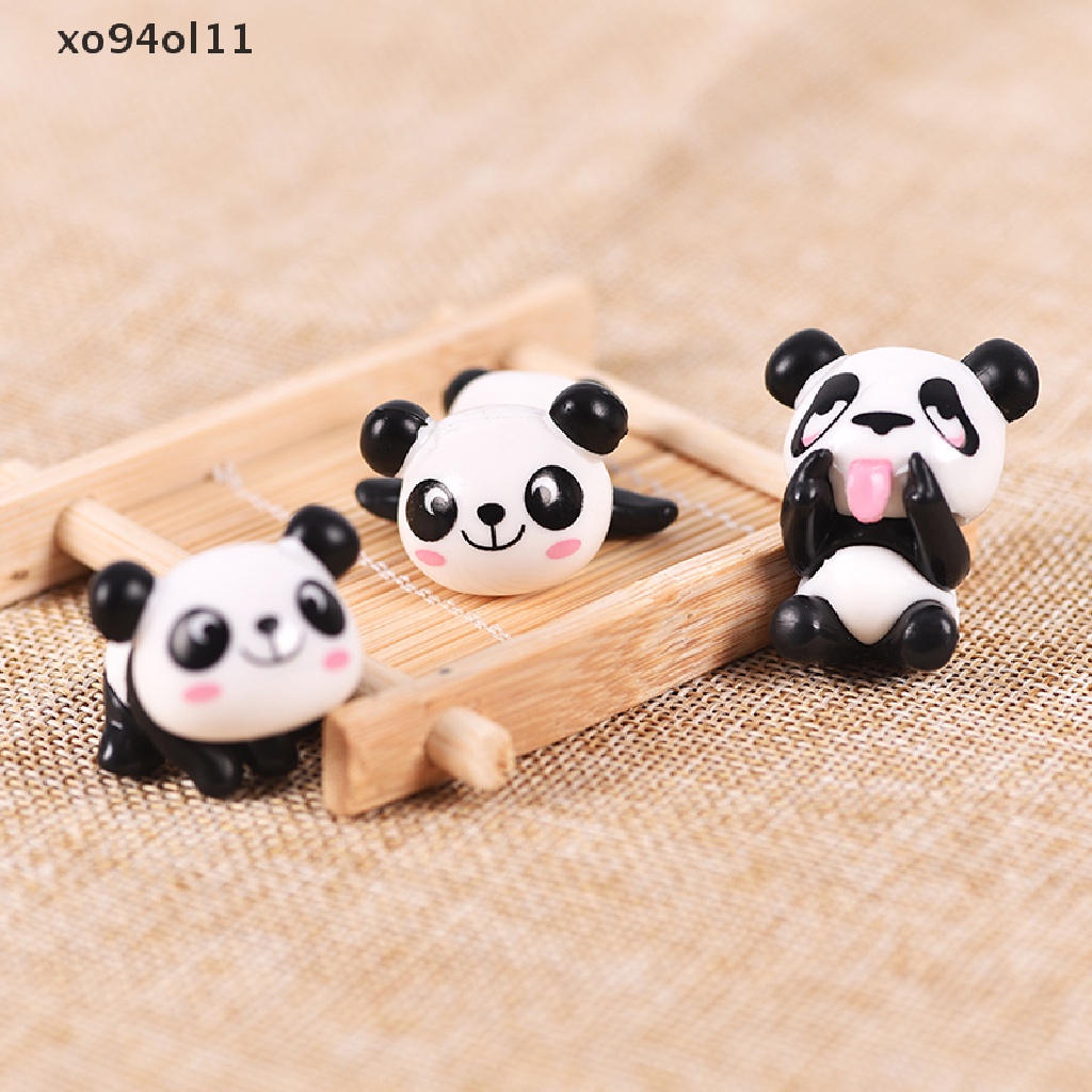 Xo 8pcs /set kawaii panda Hewan home micro fairy garden Patung Miniatur Dekorasi Taman Rumah diy Aksesoris OL