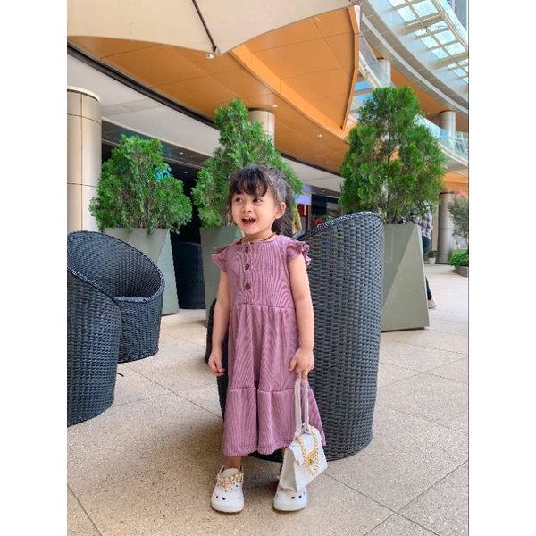 KELLY DRESS RUFFLE RIB KNIT | Dress Anak Bahan Knit 2-6 Tahun | Dress Anak Lucu Dress Anak Murah Kekinian