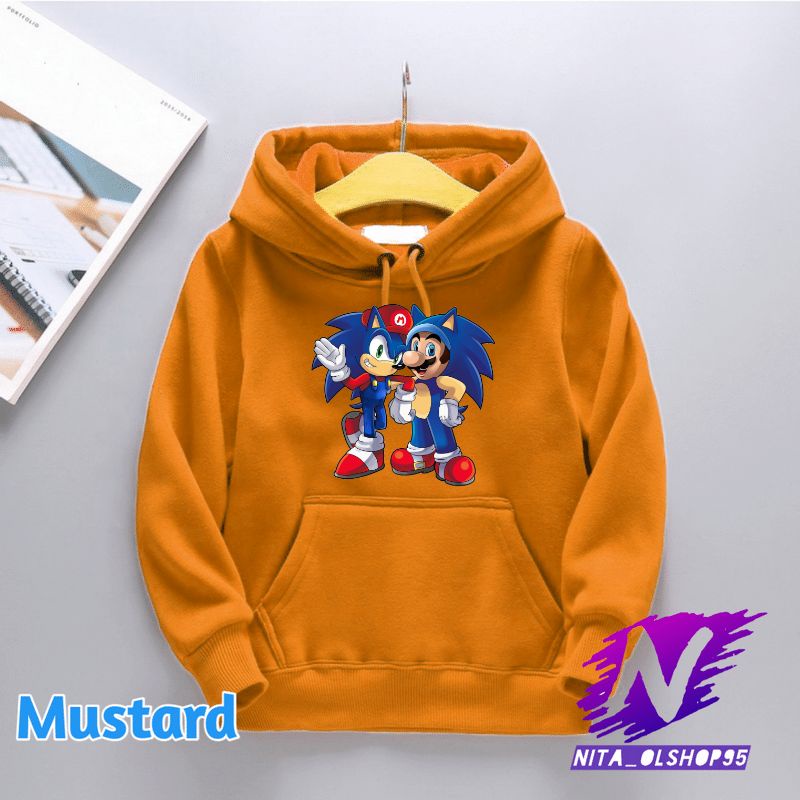 hoodie anak sonic dan super mario