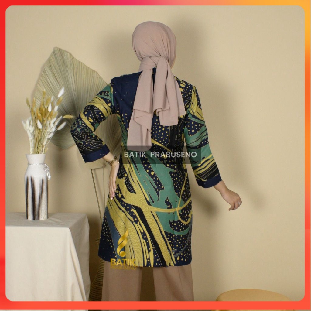 Batik Prabuseno - PAMUNGKAS  Jogja Tunik Batik Wanita Lengan Panjang