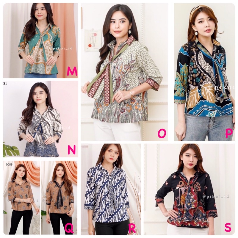 Baju batik cewek / atasan batik syal murah / blouse batik kerja / batik jumbo kantor / 3031 300