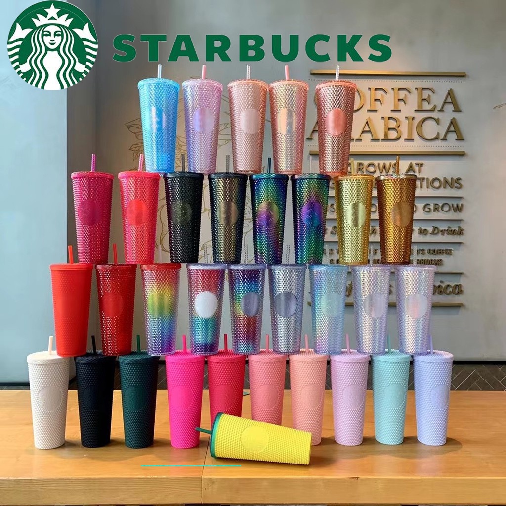 Starbucks Tumbler Galaxy Fantasy Blink Glitter Diamond Hadiah Natal 710ml Venti Studded Cold Cup Tumbler Tutup Sedotan