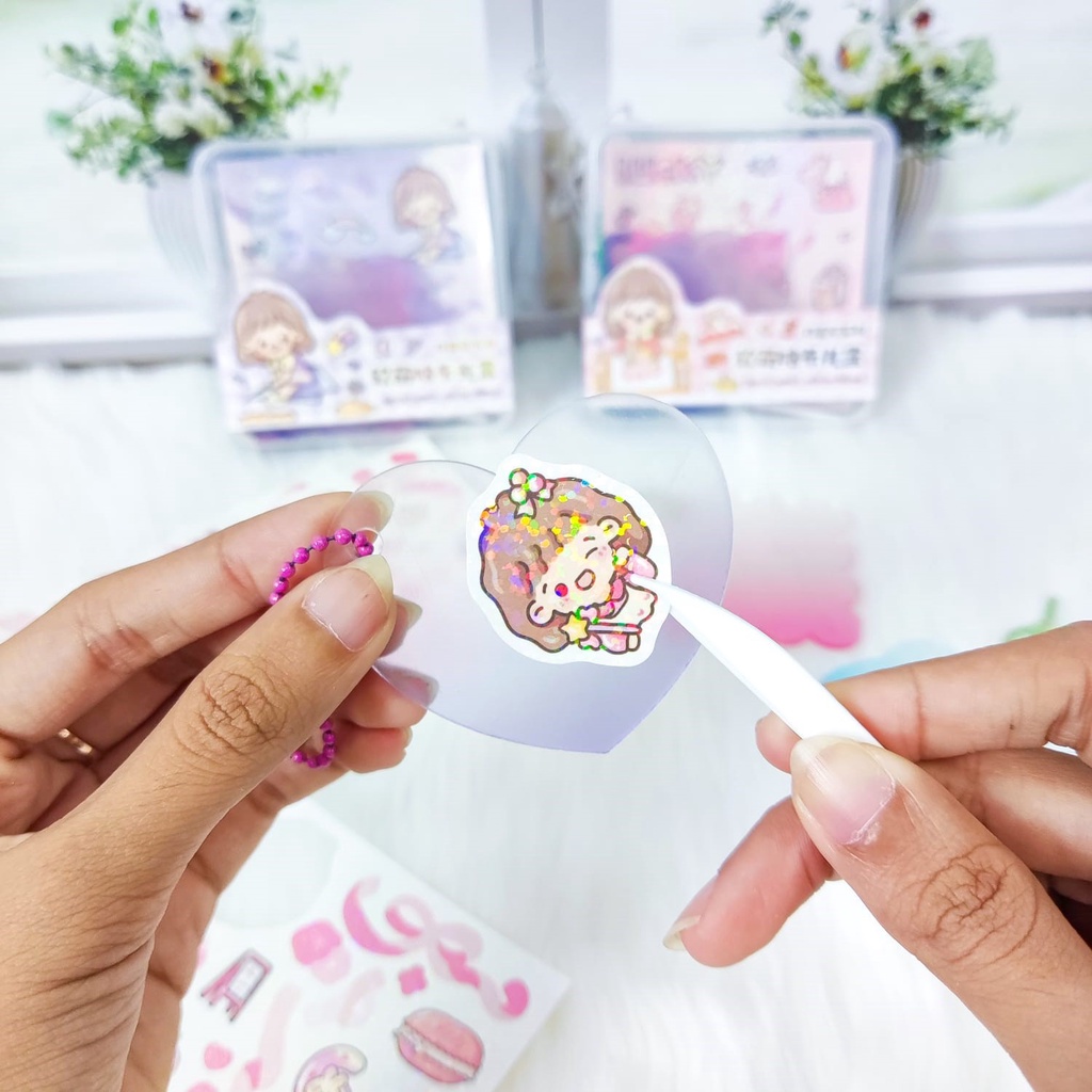 "Paket DIY Sticker 3 IN 1 Gantungan Kunci Pinset Penjepit kreatifitas anak JBE-SCW Set Daily Manual Cute Pattern Decorative Tape  Sticker Gift Box"