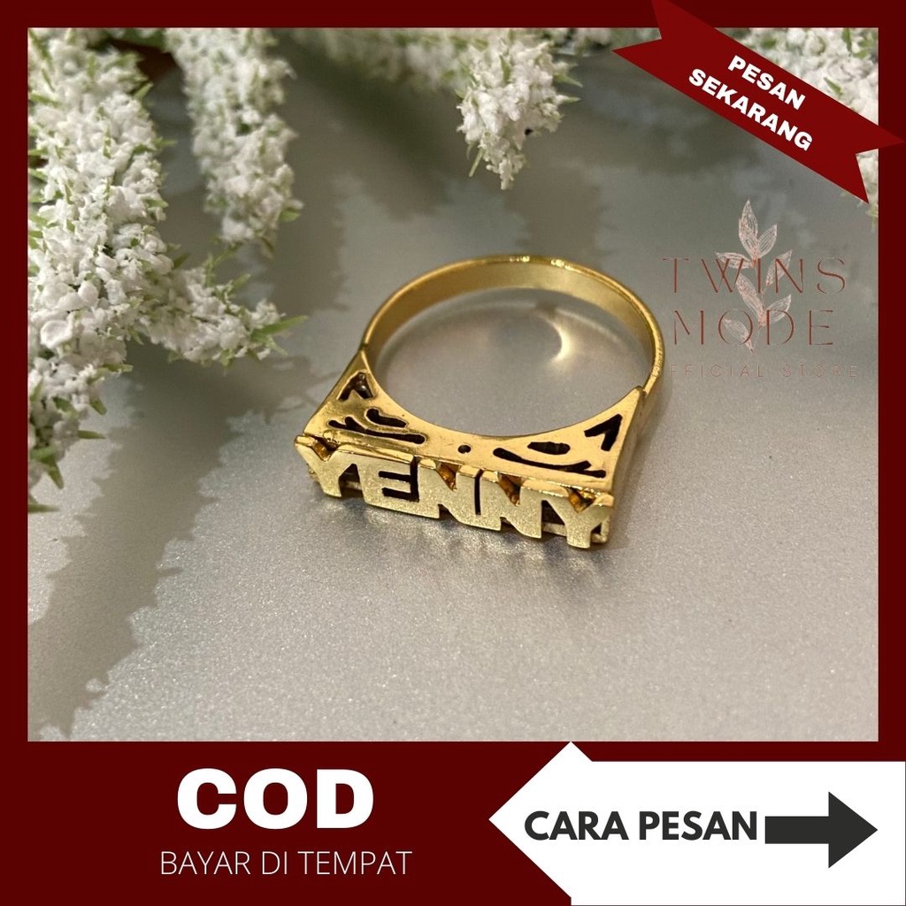 Cincin Custom Nama Europe Style Titanium Lapis Emas