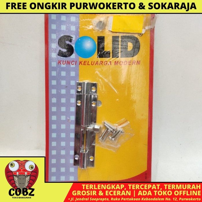 3 INCH / SOLID GRENDEL SLOT KUNCI PINTU JENDELA STAINLESS BULAT PUTIH