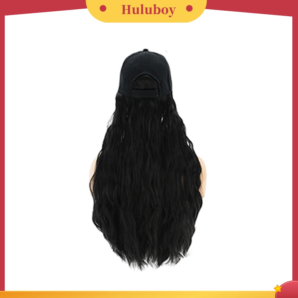 Wig Rambut Ekstensi Model Panjang Keriting Gelombang Dengan Topi Peaked Untuk Wanita