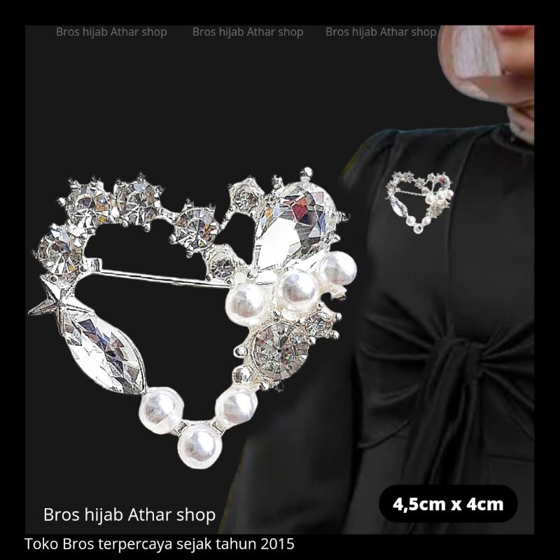 Bros Jilbab Love Hati Pin Hijab Heart Cinta Bunga Cat Eye Bross Permata Import Premium Brooch Wanita By Athar Shop