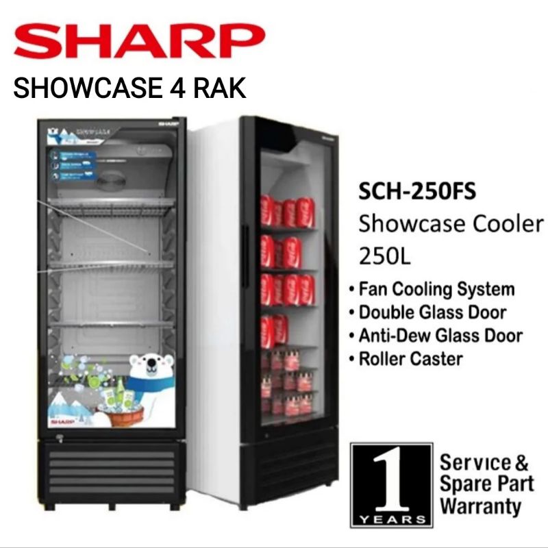 Sharp Kulkas Showcase 250 Liter Sharp Showcase 4 Rak - Sharp SCH-250FS
