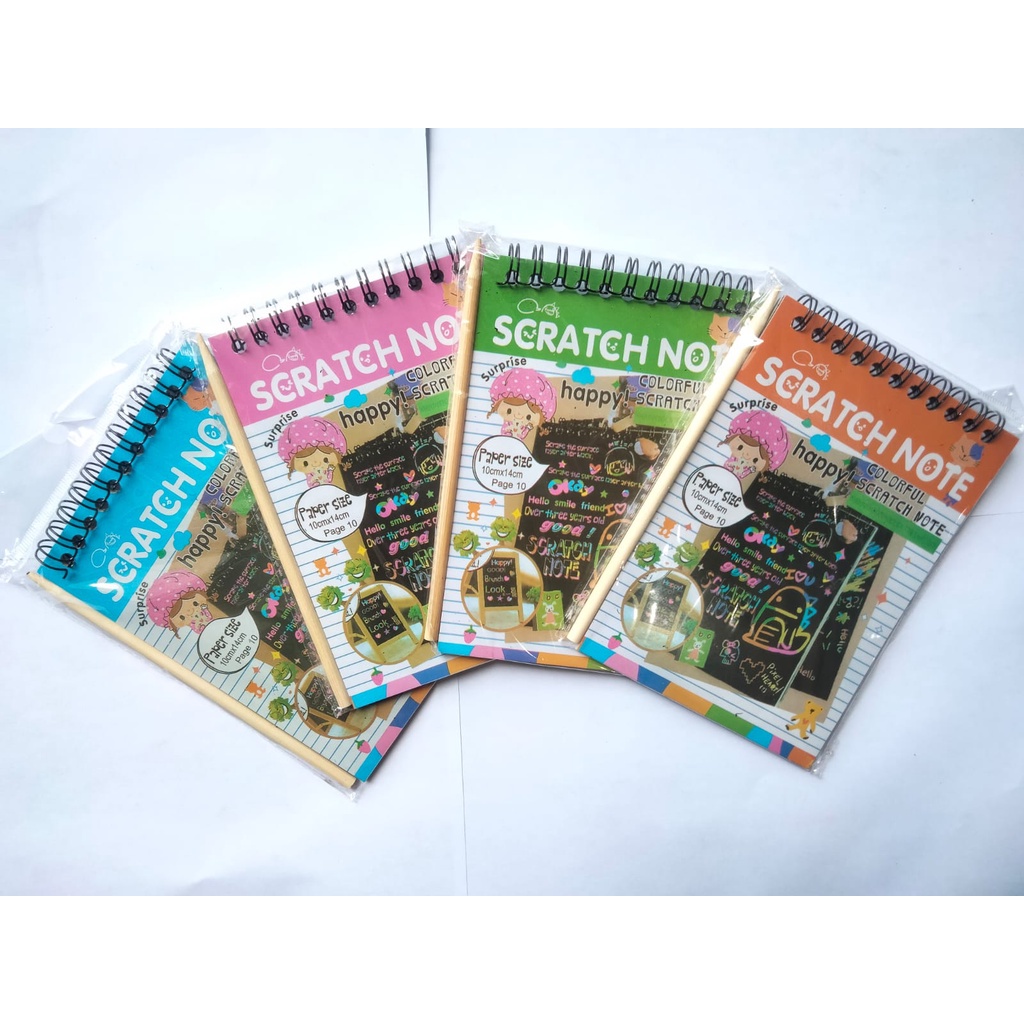 Scratch Note Book Buku Gores Magic Warna Warni Kecil Black Cardboard Edukasi OSM-ST0101