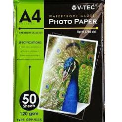 

✦✧✦ (1 PACK = 50 LMBR) Kertas Glossy Photo Paper Vtec A4 120 gsm / Kertas Foto / Kertas Photo V-Tec