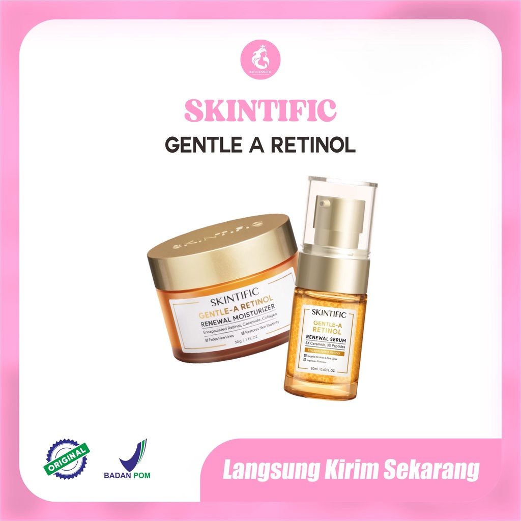 SKINTIFIC Gentle-A Retinol Series | Anti Aging Retinol set Gentle A Retinol Renewal Serum 20ml + Moisturizer 30ml BPO
