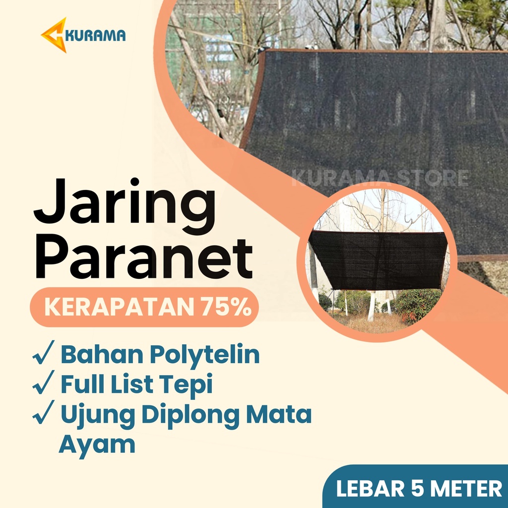 Paranet 75 Lebar 5 Meter Jaring Tanaman Anti Panas Matahari / Shade Net