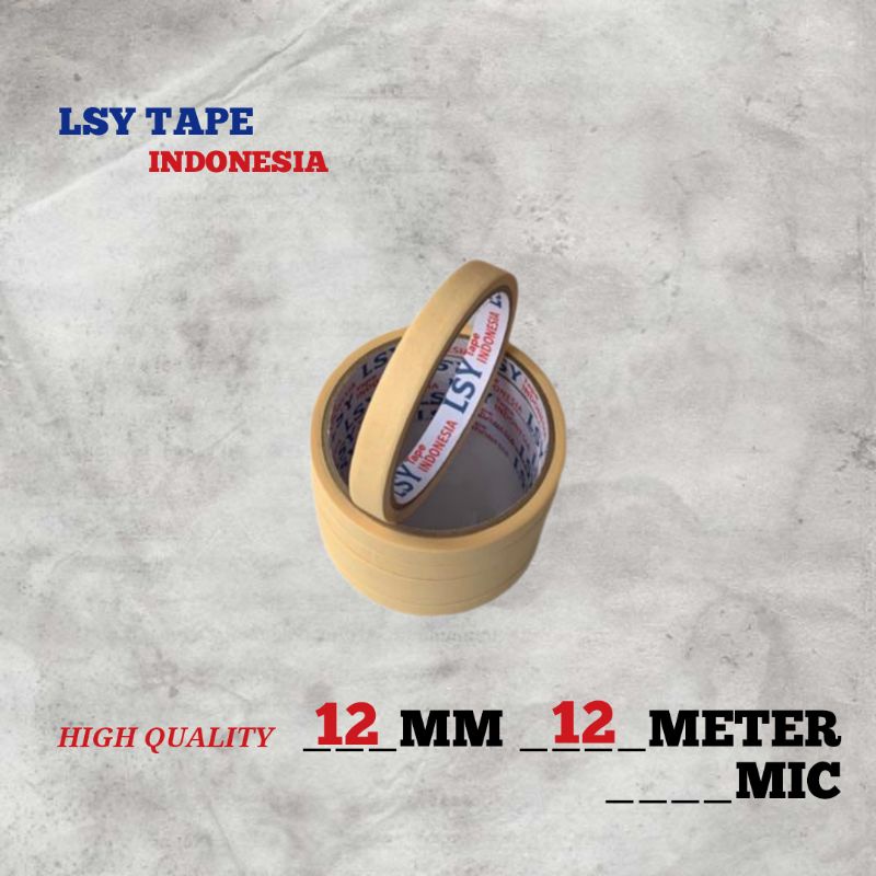 

masking tape / lakban kertas 12MM X 12 meter full LSY TAPE ( CBM )