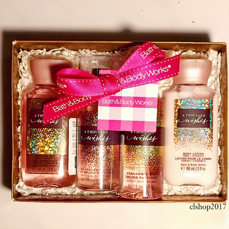 BBW A THOUSAND WISHES ATW BATH &amp; BODY WORKS TRAVELSIZE PAKET VALENTINE'S DAY