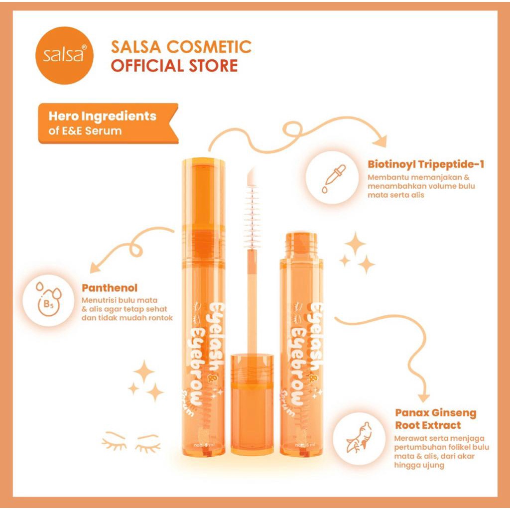 SALSA Eyelash &amp; Eyebrow Serum - Serum Bulu Mata Menebalkan dan Penumbuh Alis Cepat with Biotin Peptide Ginseng