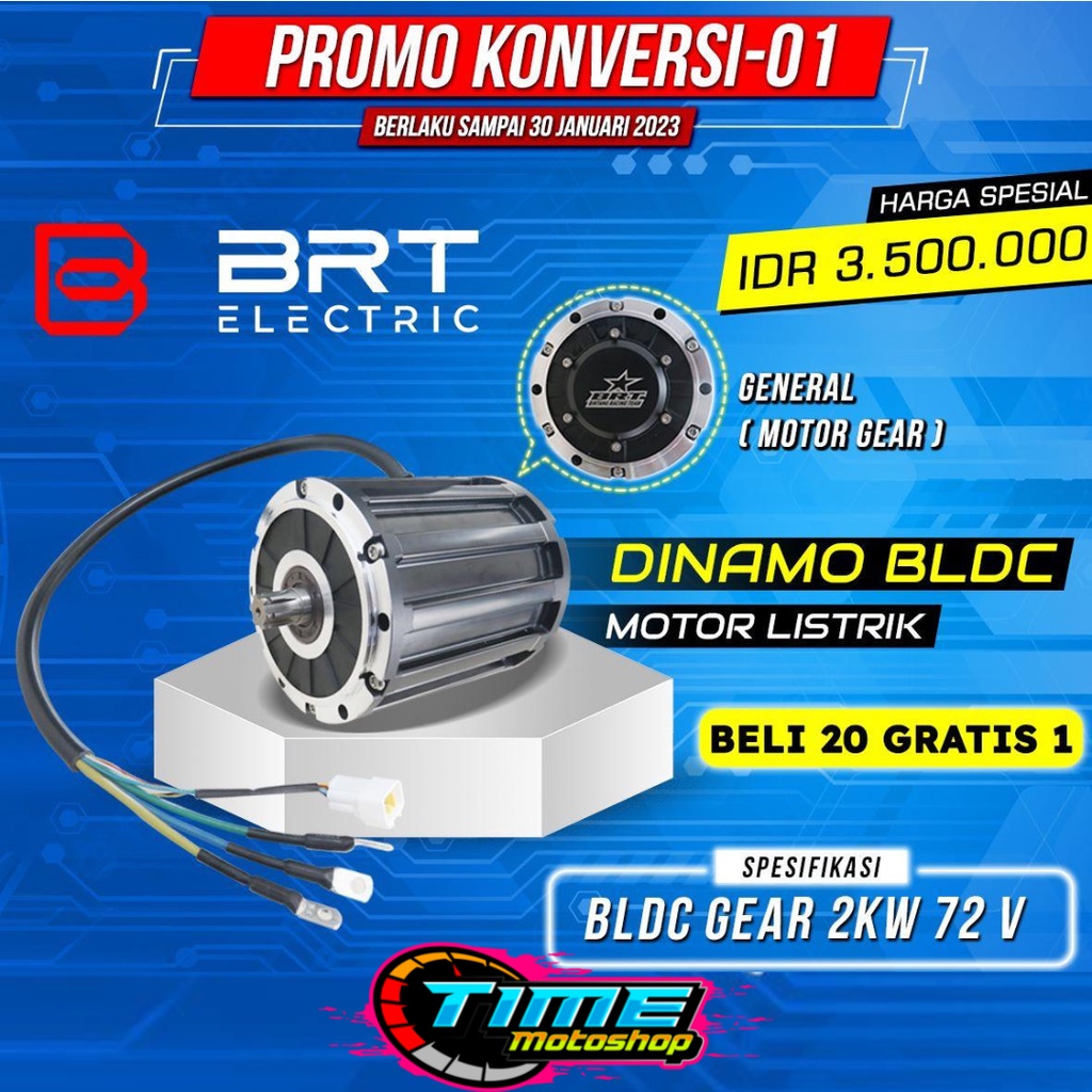 DINAMO BRT BLDC GEAR 2KW 72 V MOTOR LISTRIK