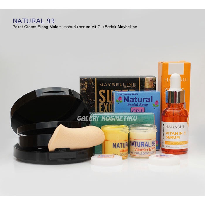 Paket Kumplit Krim Natural 99 Orignal Vit E/Cream Siang Malam Natural 99 Plus Sabun +Bedak Revlon Co
