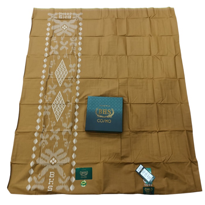 {FamilyStore} sarung bhs cosmo warna putih polos tumpal - coklat muda Murah