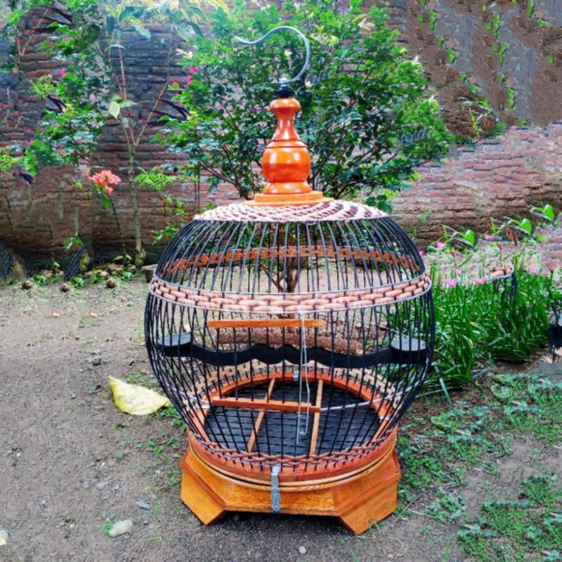 SANGKAR BURUNG PUTER DERKUKU SABUK BESI RUJI BAMBU