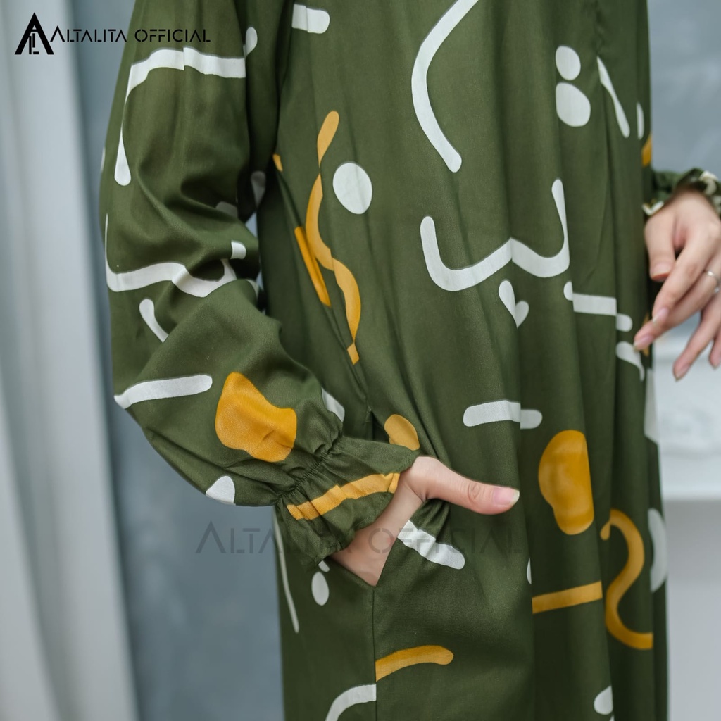 Altalita - Daster Gamis Rayon Kekinian Lengan Tangan Panjang Semata Kaki Busui Jumbo LD 120 Bahan Katun Rayon Adem Halus Tebal Premium Terbaru