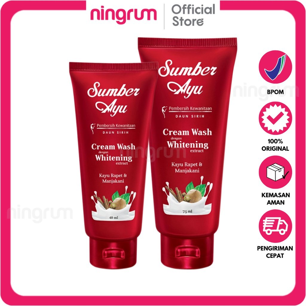 Ningrum - Sumber Ayu Fhw Cream Whitening Extract 40ml &amp; 75ml | Pembersih Kewanitaan Wangi Feminine Hygiene Cream Wash Original BPOM - 7404