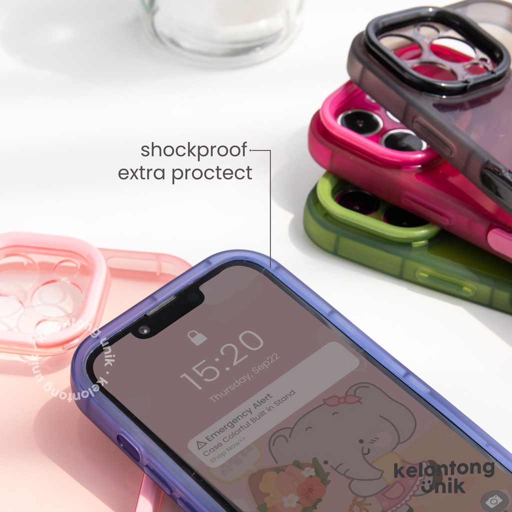 (Seri 2) For iPhone - Colourful Built In Stand Case/ Kickstand  Shock Proof Case