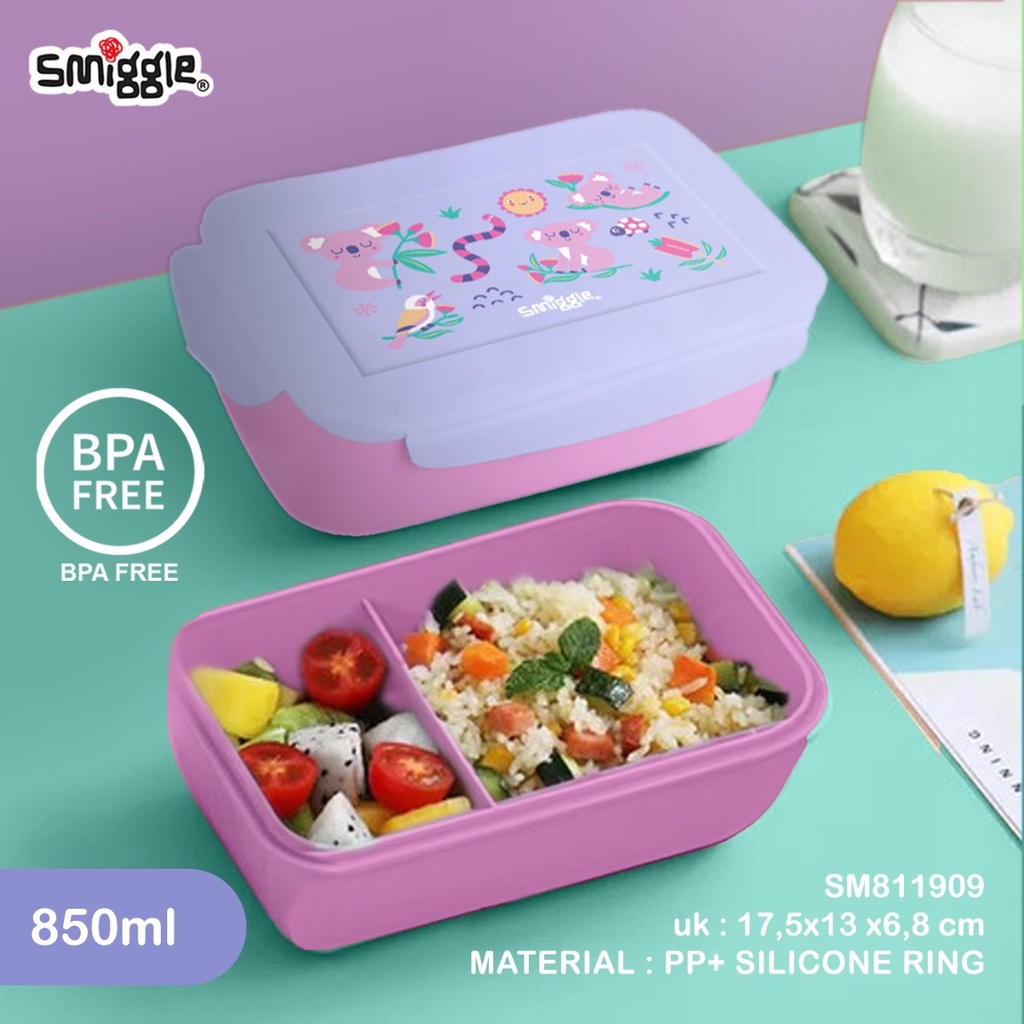 Kotak Makan Tiny SMIGGLE / Square Lunchbox Smiggle 2 Sekat