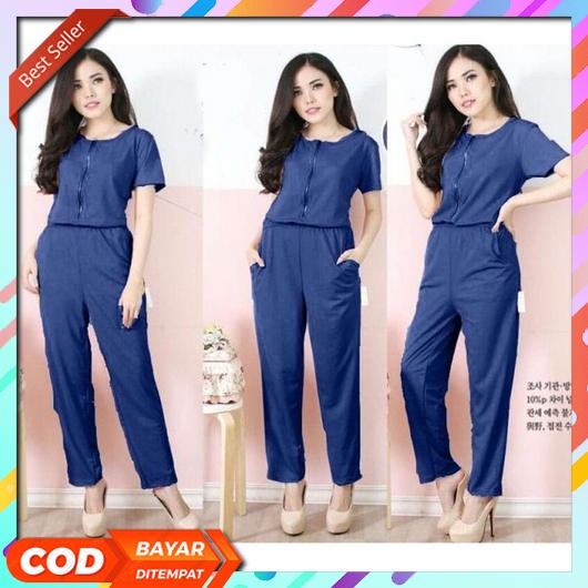 Jual Jumpsuit Wanita Korean Style Pendek Jeans Terbaru 2022 Setelan Cewek Kekinian Bahan Rayon