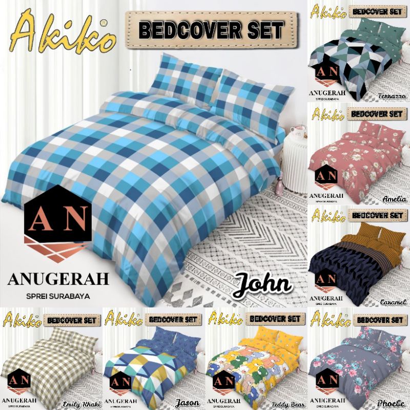 COD - AKIKO SPREI KING 180X200 + BEDCOVER - SPREI KATUN - SPREI DISPERSE MICROTEX - SPREI KOREA AESTHETIC HALUS, DIJAMIN TIDAK LUNTUR DAN TIDAK BERBULU / BEDCOVER MURAH / SPREI MURAH