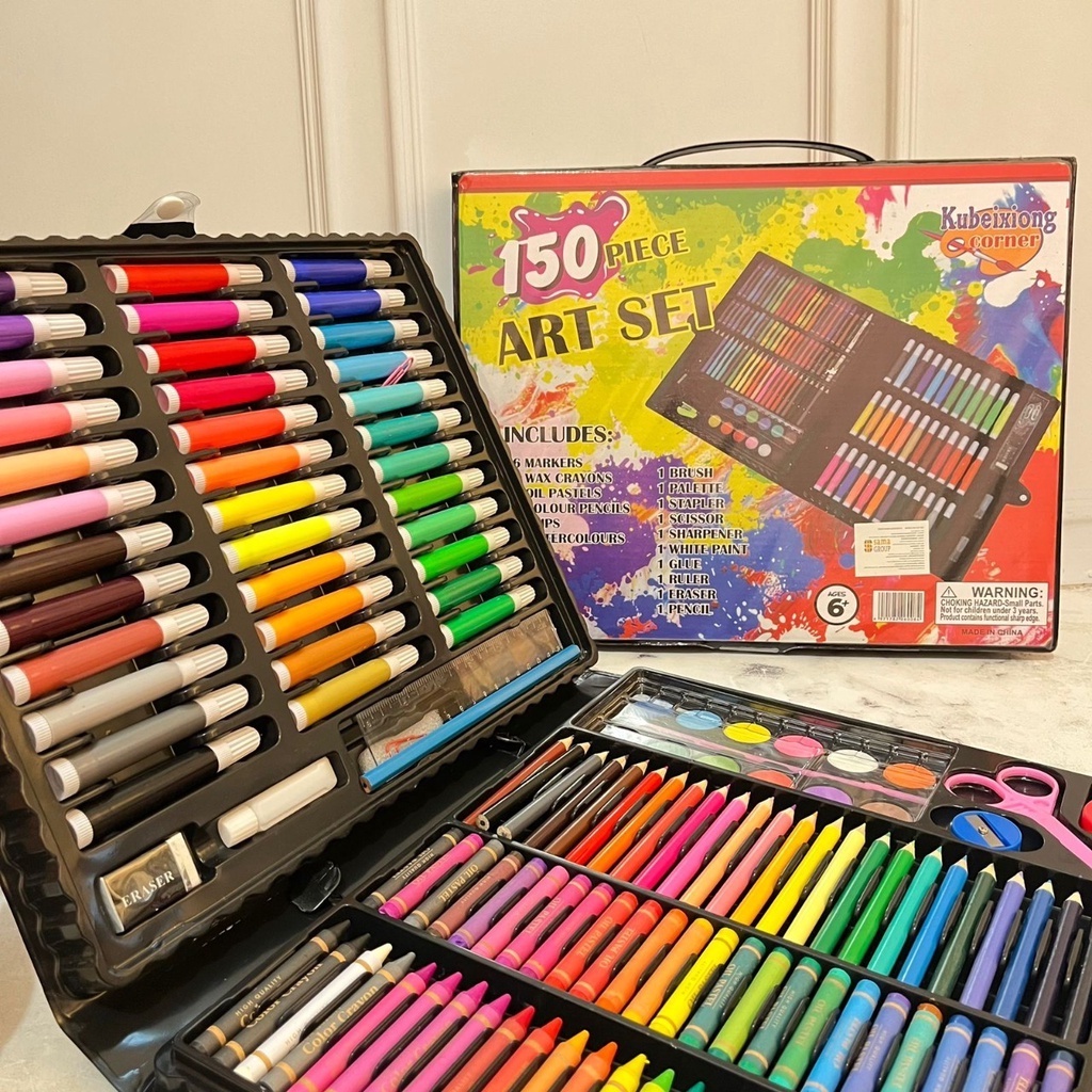 PAKET 150 IN 1 CRAYON ALAT MENGGAMBAR SUPER LENGKAP COD HARGA TERMURAH BOX ALAT MEWARNAI TERLENGKAP IMPORT QUALITY BISA GROSIR DAN COD SPESIAL