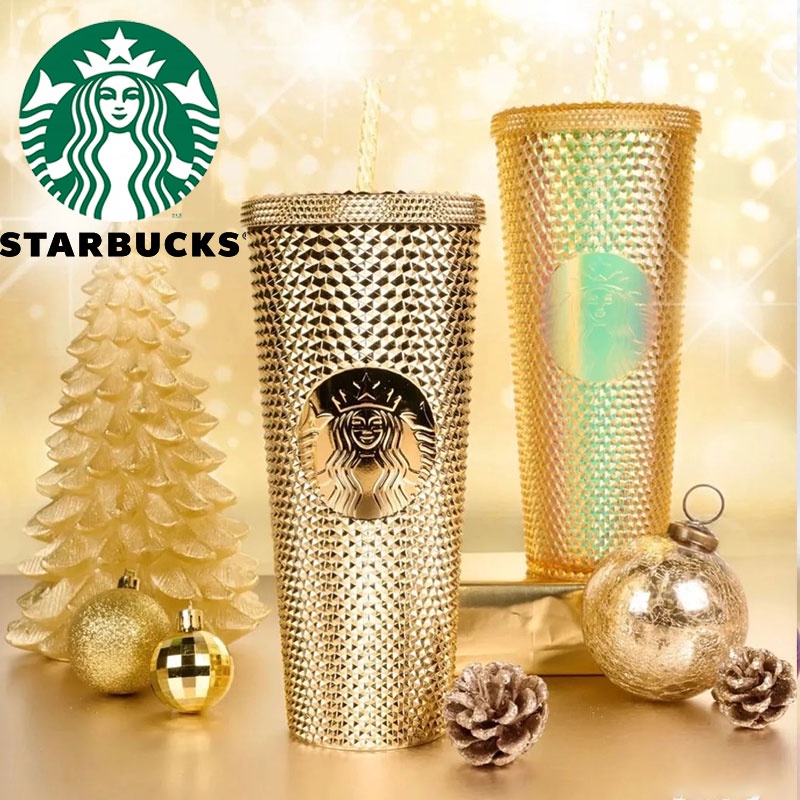 Starbucks Tumbler Hadiah Natal Bling Studded Edition Trenta Original 710ml Frosted Durian Series Cup Starbucks Cup