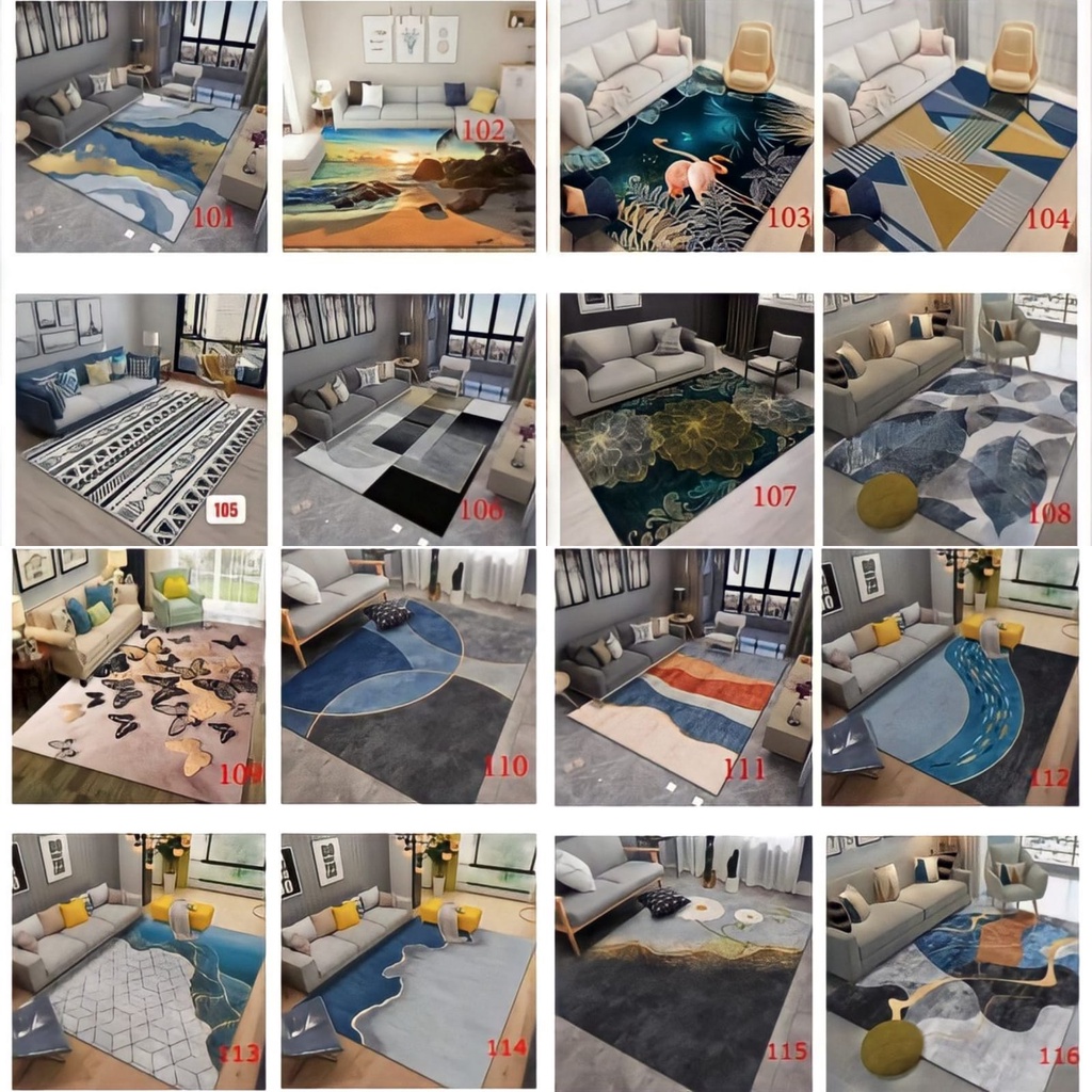 Karpet Lantai Polyester Motif Daun Klasik Minimalis Murah