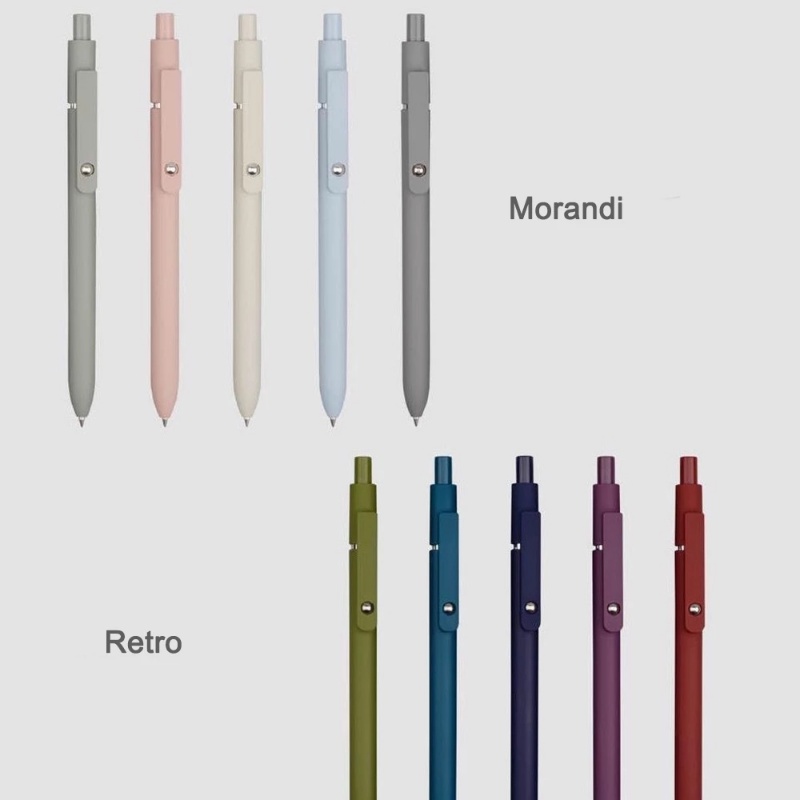 Simple Solid Colours Extra Fine Push-action Gel Pen/ Portable Refill Pena Ballpoint Dapat Diganti/ Kreatif Rolling Decompression Tulisan Pen Stationery