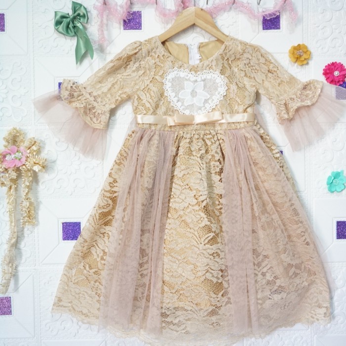 Promo Dress Brukat Anak Perempuan/Gaun Brukat Anak/Baju Brukat Anak
