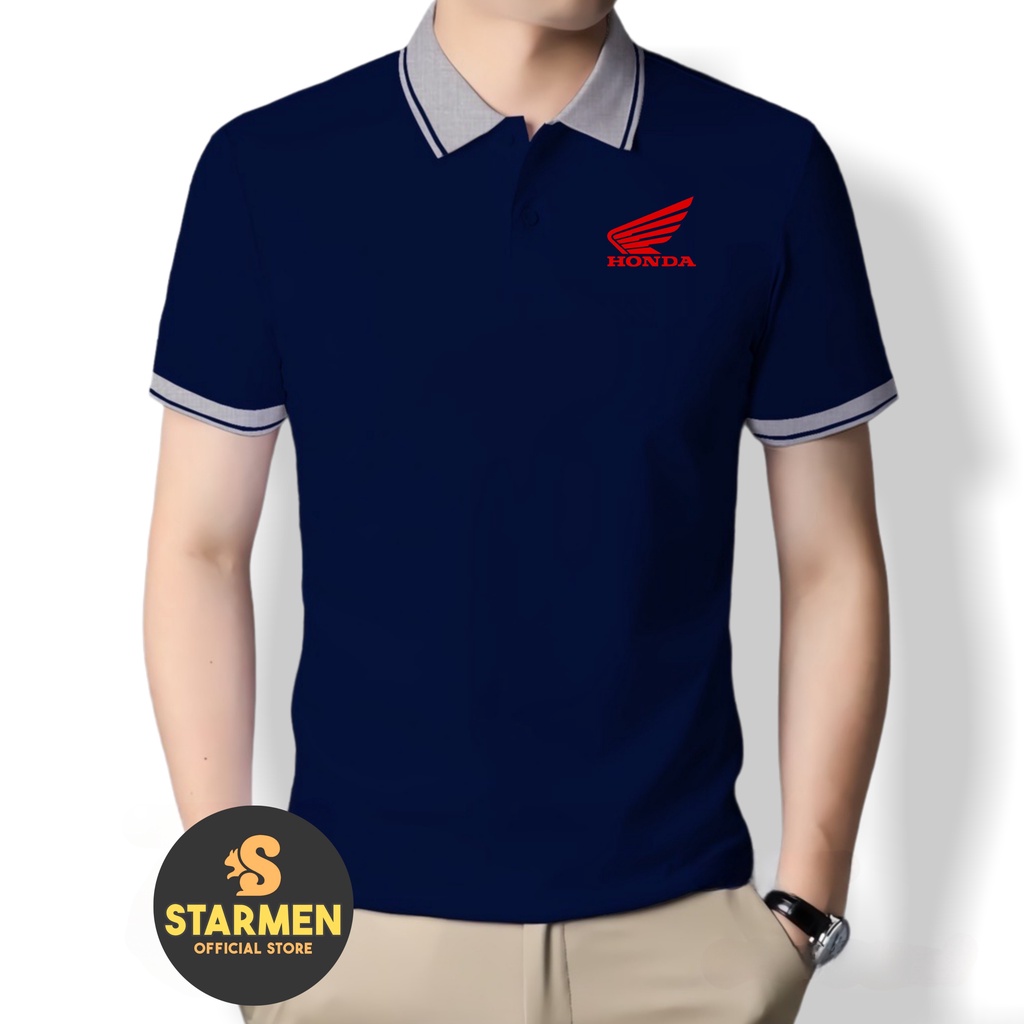 Kaos Polo Atasan Tshirt Pria Kerah Wangki Big List LOGO HONDA MERAH