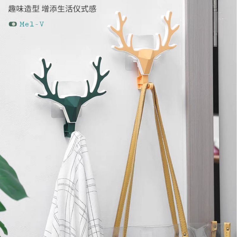 Tempelan Gantungan Dinding Kuat Model Tanduk Rusa Hiasan Gantung Tas Kain Kunci