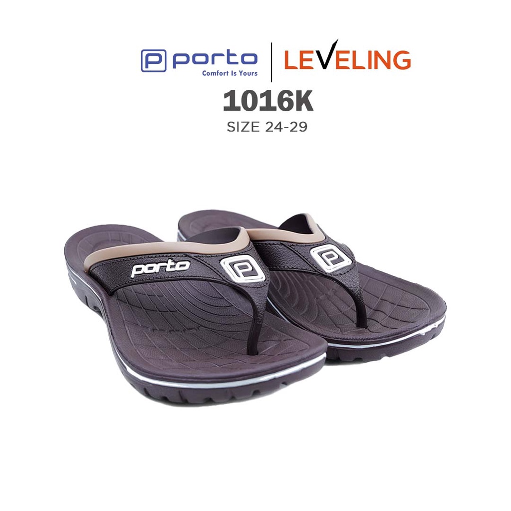 1016K - Porto Leveling Sandal Jepit Anak Laki Laki Size 24 - 29 Karet Nyaman Kuat Awet Terbaru Original Porto