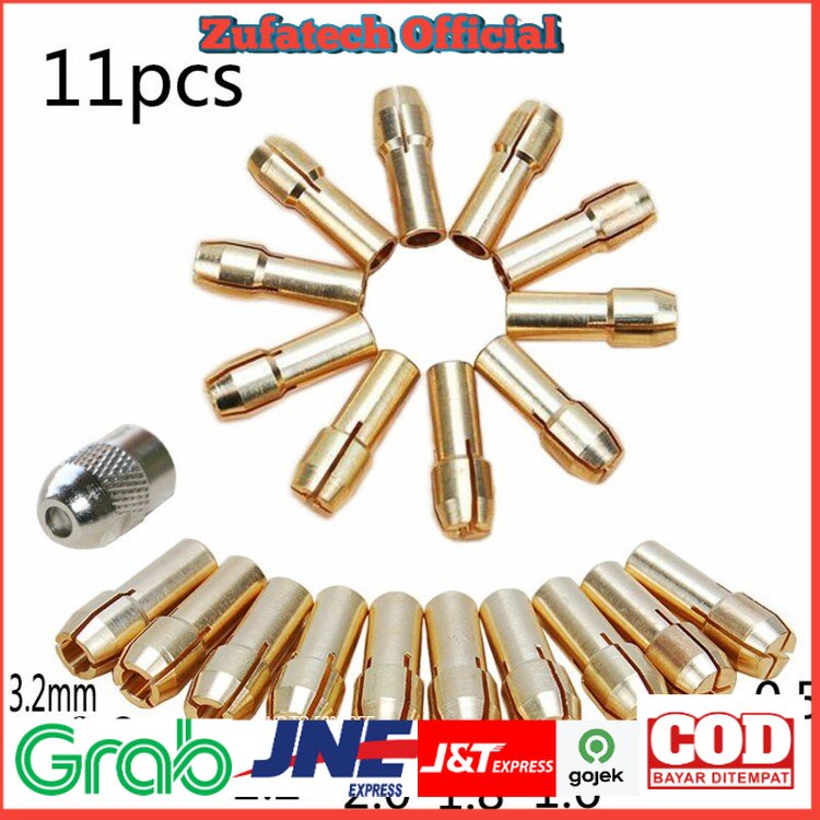 Chuck Mata Bor Drill Brass Collet 11 PCS - DMPJ-31 - Golden