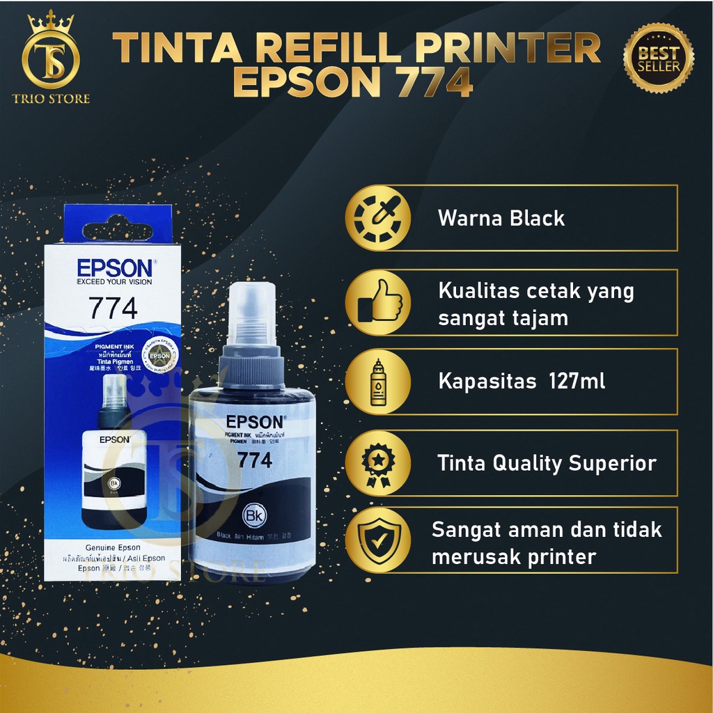 Tinta Epson 774 Black For Printer M100 M200 M105 L656 L655 L1455 L606 M205  New Model