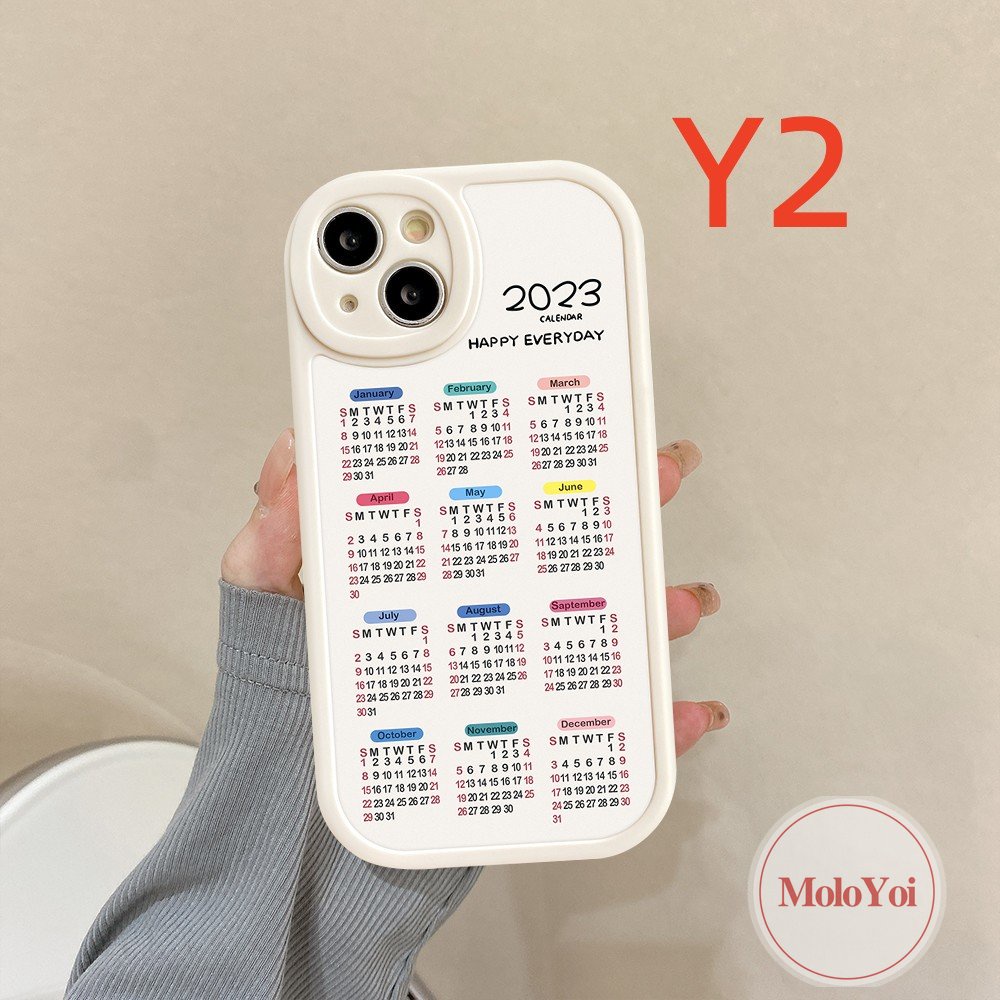 IPHONE Case Couple Kalender 2023 Untuk Iphone7 8 6 6s Plus 11 12 14 13 Pro MAX 14Plus XR X XS MAX Se2020 Happy Everyday Soft TPU Pelindung Lensa Back Cover