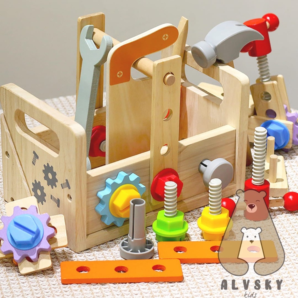 Mainan Edukasi Perkakas Tukang Kayu Anak / Wooden Tool Box