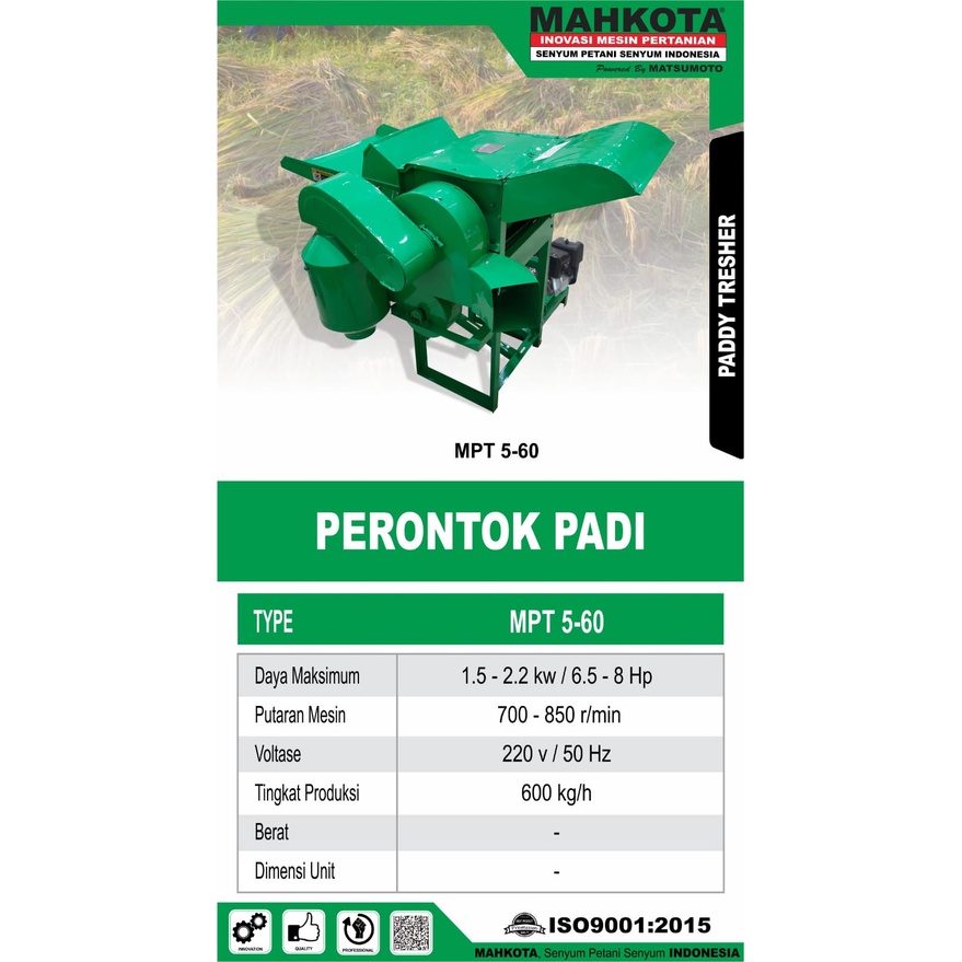 Mesin Perontok Padi MAHKOTA MPT5-60 / Paddy Threser MPT 5-60 Mesin Perontok Biji Padi Gandum MAHKOTA