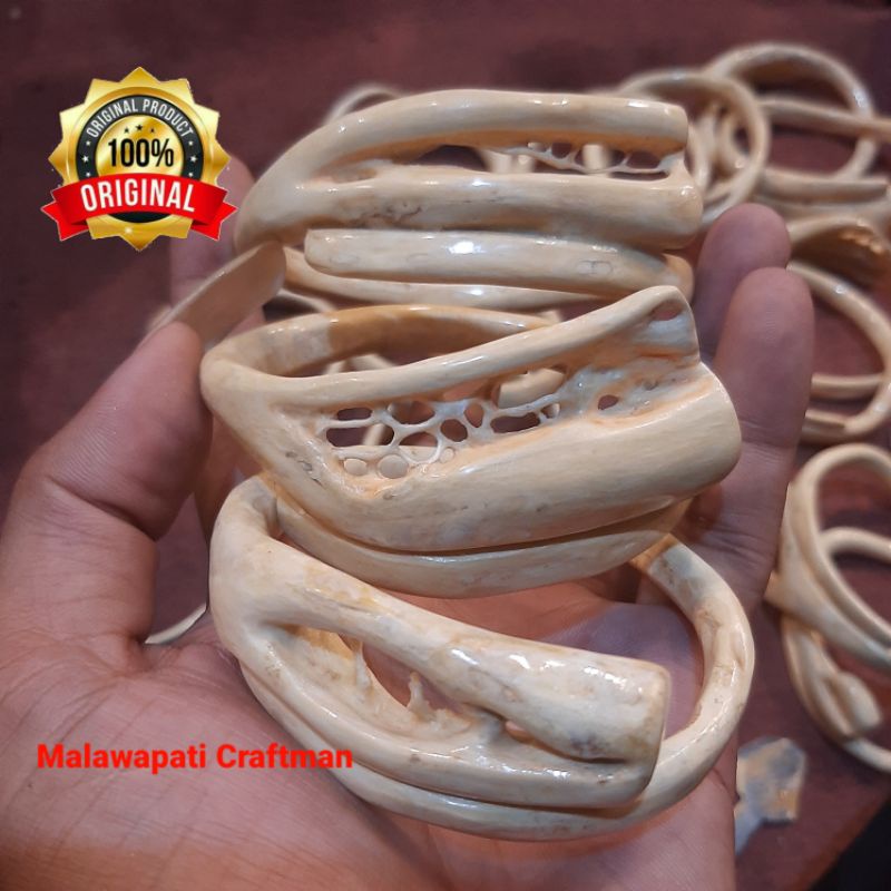 Gelang Akar Bahar Putih Combong Asli Alami Unik Super 100% Original