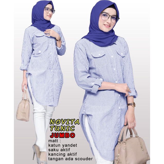 PIK - Novita Tunik Jumbo L (61215), XL (63201), XXL (67152)/ Pakaian Muslim/ Pakaian Wanita/ Tunik