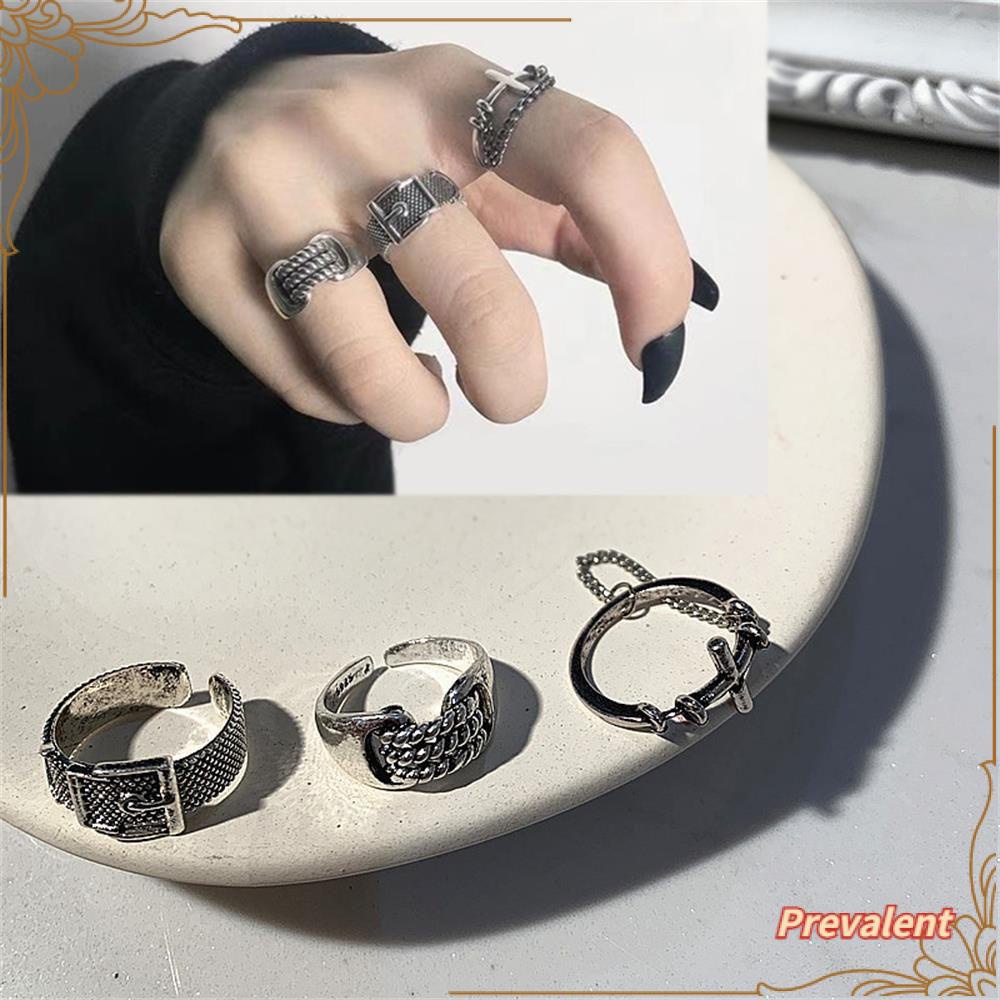 Preva Rantai Cincin Silang Pesta Logam Gothic Simple Adjustable