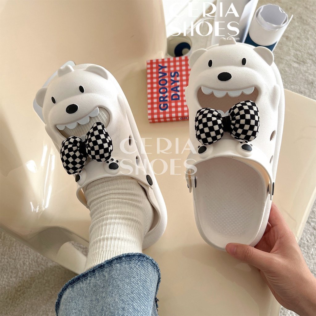 MlNlSO Sandal Slop Wanita Karet Jelly We Bare Bears Rubber Super Soft Elastic Rubber Slipper Non-Slip 1234