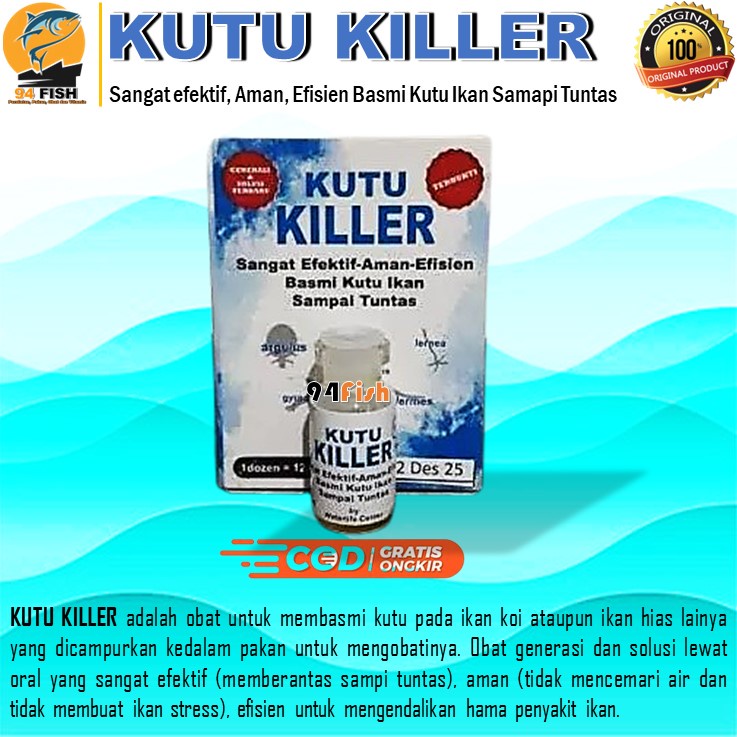 KUTU KILLER obat Kutu Ikan Obat Ikan Koi Ikan Arwana 1ml