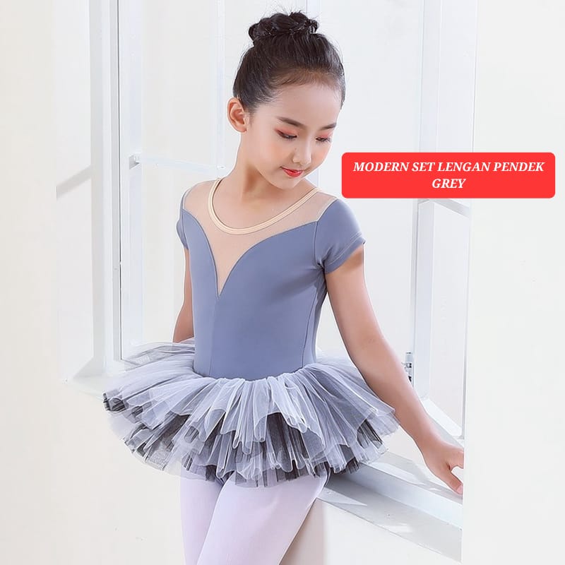 MODERN LEOTARD SET BAJU BALET SENAM GYMNASTIC ICE SKATE ANAK REMAJA IMPORT FASHION